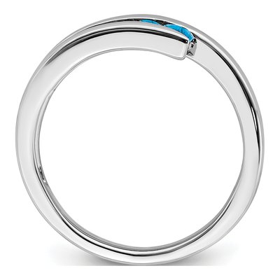 14K White Gold Swiss Blue Topaz Graduated Ring – view 3