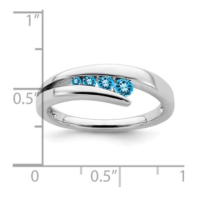 14K White Gold Swiss Blue Topaz Graduated Ring – view 4