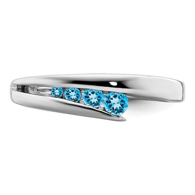 14K White Gold Swiss Blue Topaz Graduated Ring – view 6
