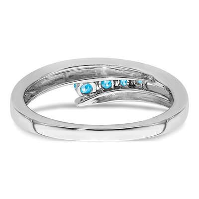 14K White Gold Swiss Blue Topaz Graduated Ring – view 7