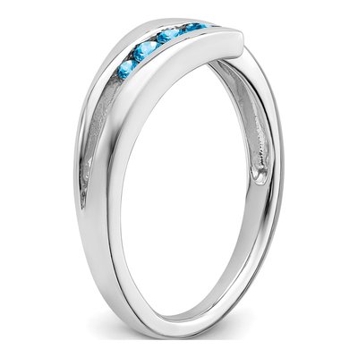14K White Gold Swiss Blue Topaz Graduated Ring – view 8