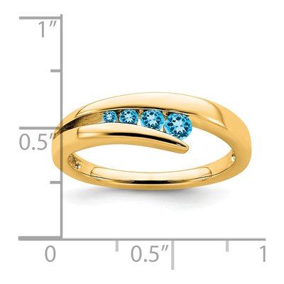14K Yellow Gold Swiss Blue Topaz 4-Stone Ring – view 4