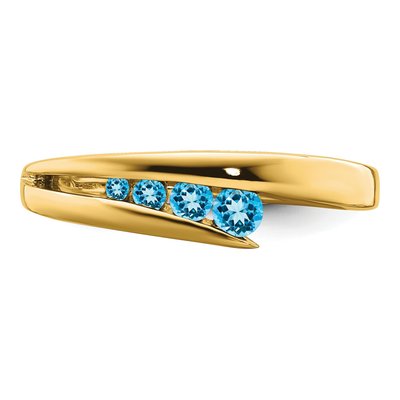 14K Yellow Gold Swiss Blue Topaz 4-Stone Ring – view 6