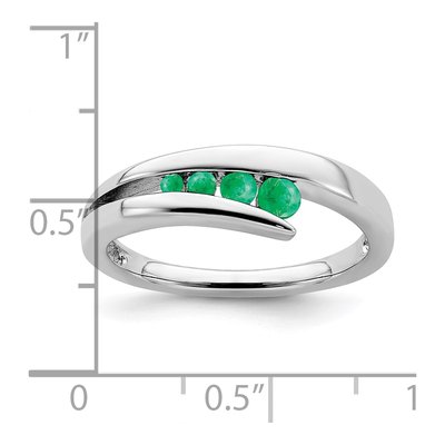 14K White Gold Emerald Graduated 4-Stone Ring – view 4