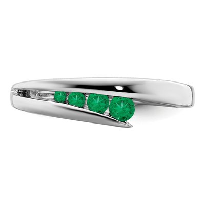 14K White Gold Emerald Graduated 4-Stone Ring – view 6