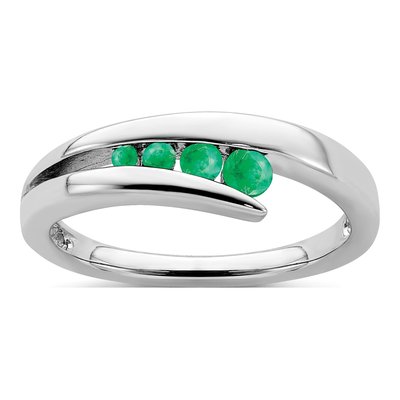 14K White Gold Emerald Graduated 4-Stone Ring