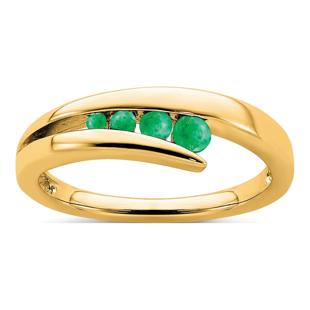 14K Yellow Gold Emerald Graduated 4-Stone Ring
