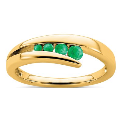 14K Yellow Gold Emerald Graduated 4-Stone Ring