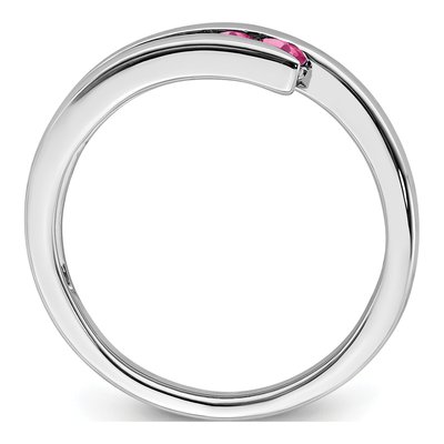 14K White Gold Pink Tourmaline Graduated Ring – view 2