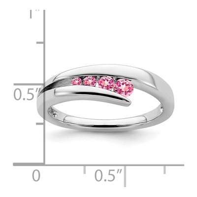 14K White Gold Pink Tourmaline Graduated Ring – view 3