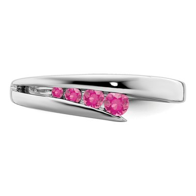 14K White Gold Pink Tourmaline Graduated Ring – view 5