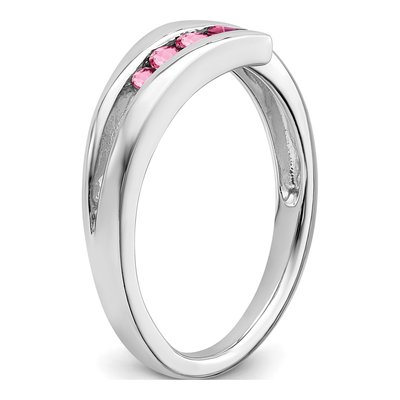 14K White Gold Pink Tourmaline Graduated Ring – view 7