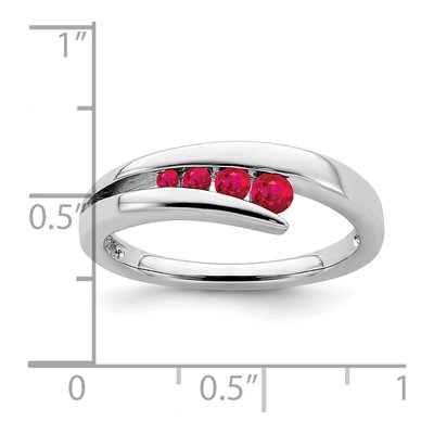 14K White Gold Ruby Graduated 4-Stone Ring – view 3