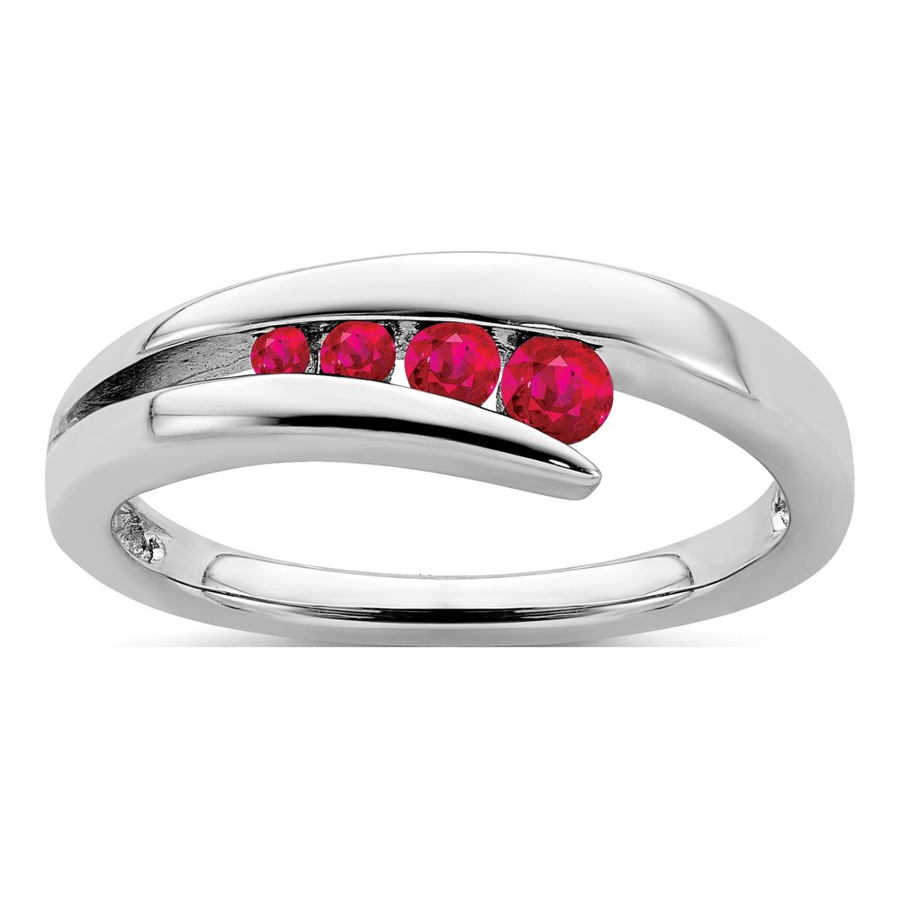 14K White Gold Ruby Graduated 4-Stone Ring