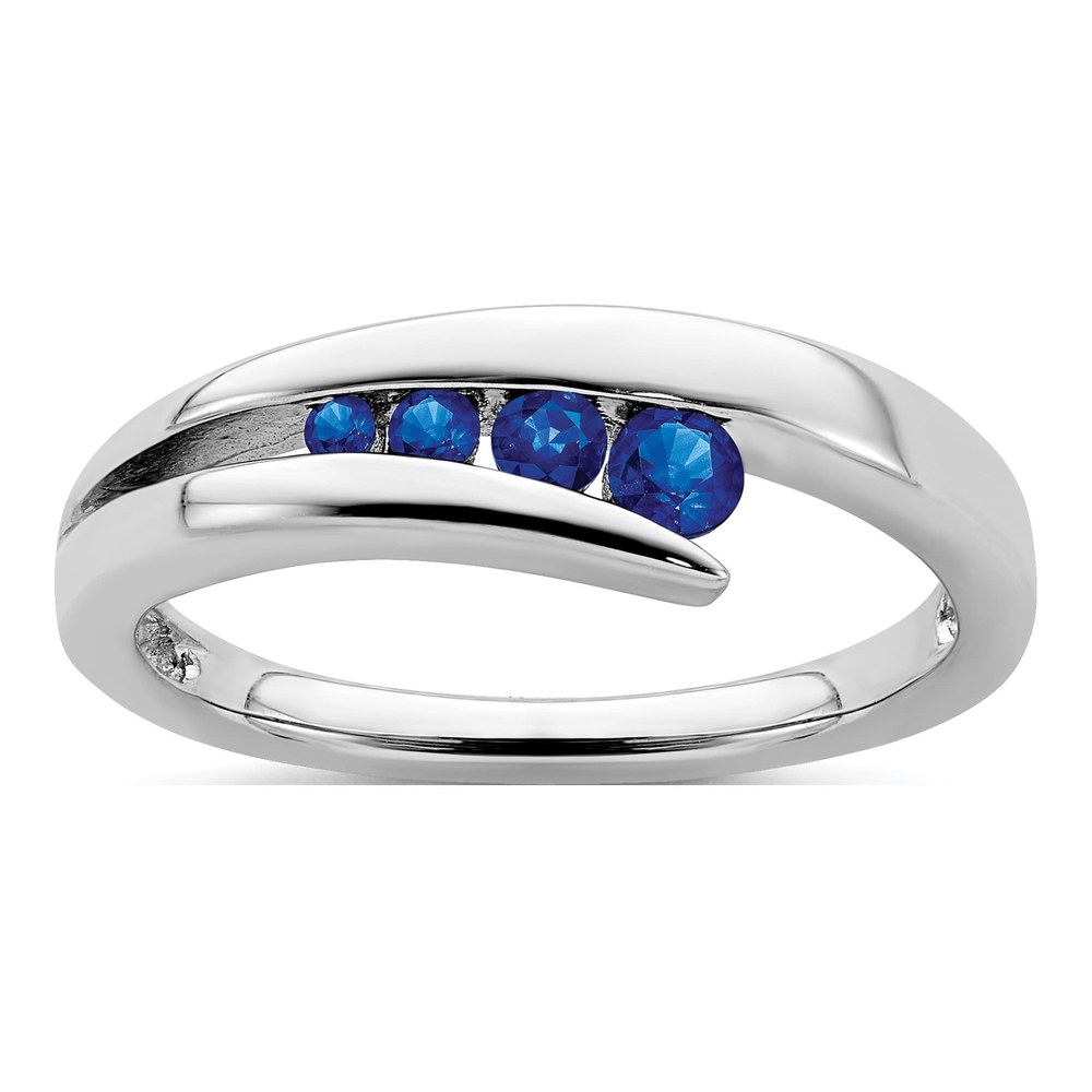 14K White Gold Sapphire Graduated 4-Stone Ring
