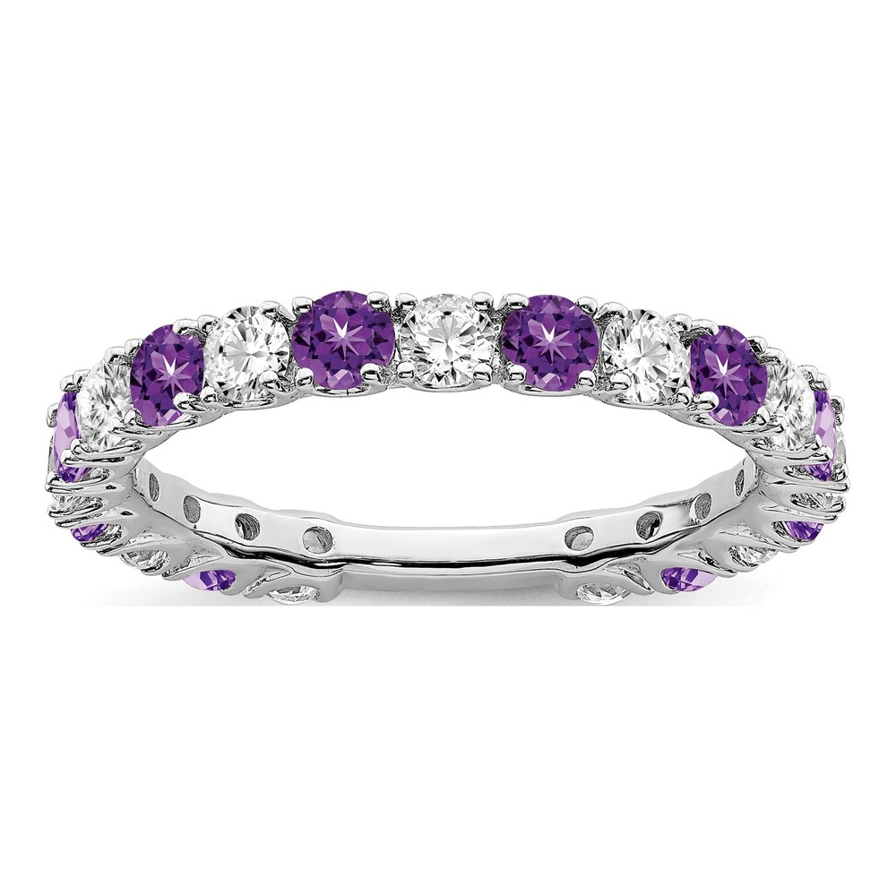 14K White Gold 3/4 ct tw Amethyst & Diamond Ring
