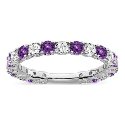 14K White Gold 3/4 ct tw Amethyst & Diamond Ring