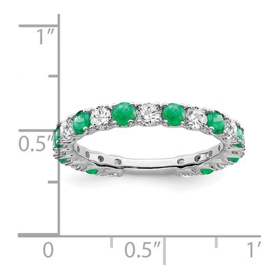 14K White Gold 3/4 ct tw Lab-Created Emerald & Diamond Ring – view 3
