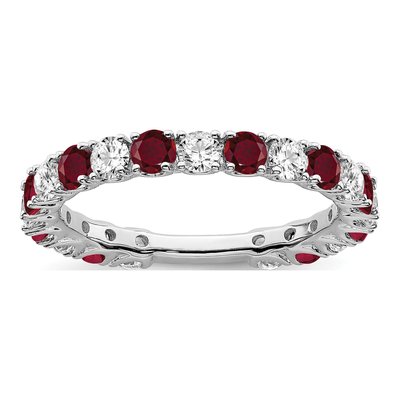 14K White Gold 3/4 ct tw Ruby & Diamond Ring