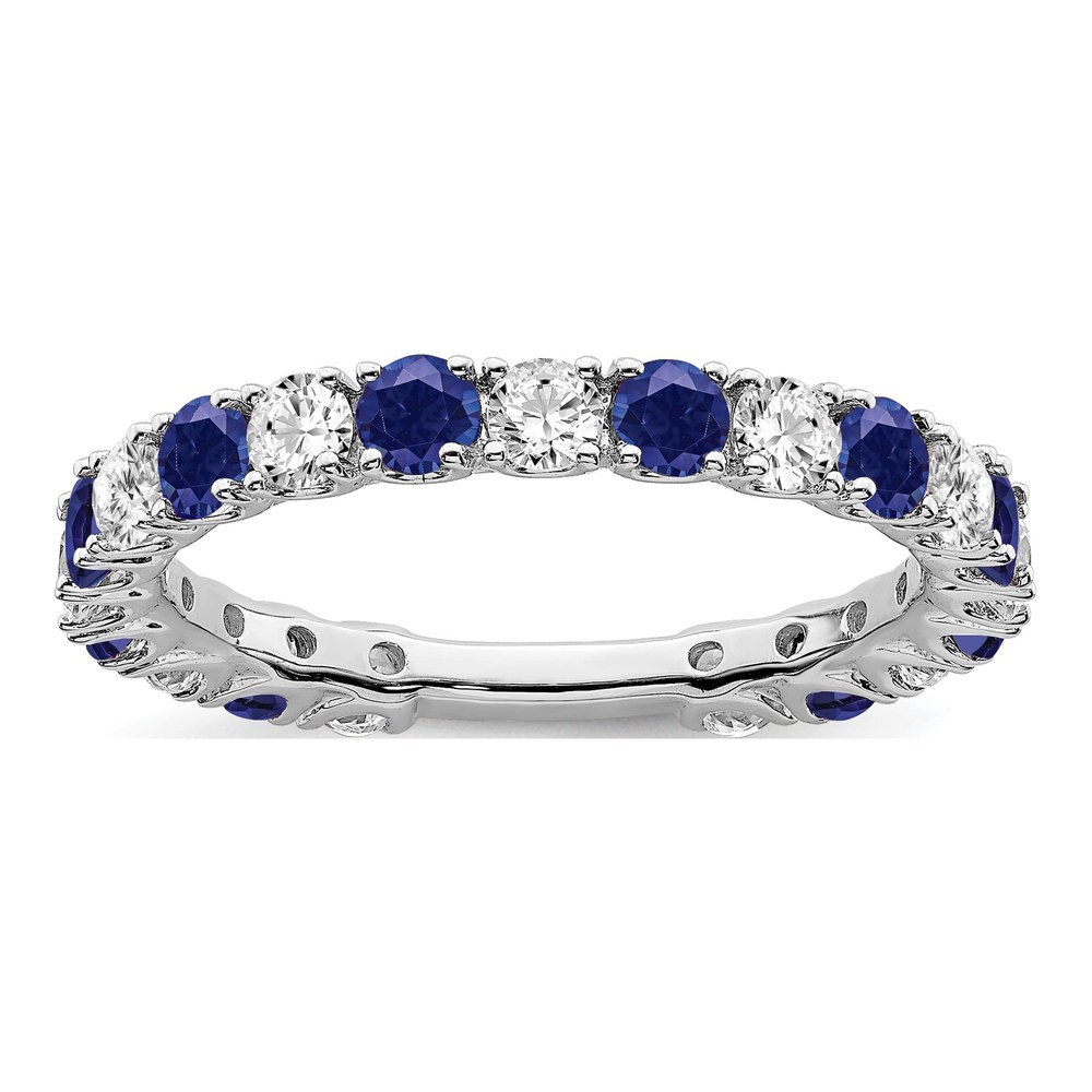14K White Gold 3/4 ct tw Lab-Created Sapphire & Diamond Ring