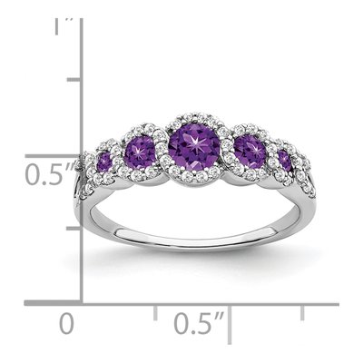 14K White Gold 1/4 ct tw Amethyst & Diamond Halo Ring – view 3