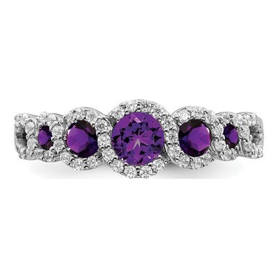 14K White Gold 1/4 ct tw Amethyst & Diamond Halo Ring – view 5