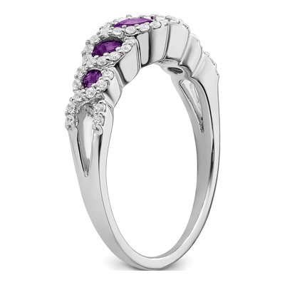 14K White Gold 1/4 ct tw Amethyst & Diamond Halo Ring – view 7