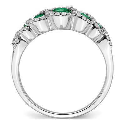 14K White Gold 1/4 ct tw Lab-Created Emerald & Diamond Halo Ring – view 2