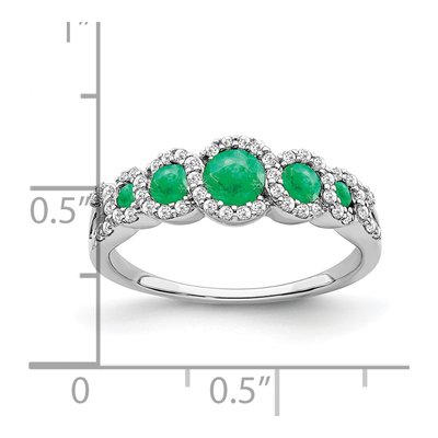 14K White Gold 1/4 ct tw Lab-Created Emerald & Diamond Halo Ring – view 3