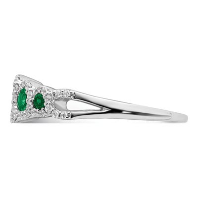 14K White Gold 1/4 ct tw Lab-Created Emerald & Diamond Halo Ring – view 4