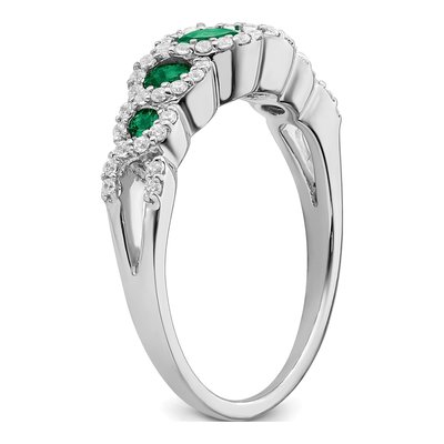 14K White Gold 1/4 ct tw Lab-Created Emerald & Diamond Halo Ring – view 7