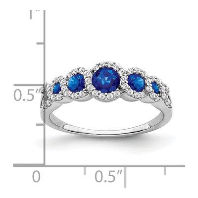 14K White Gold 1/4 ct tw Lab-Created Sapphire & Diamond Halo Ring – view 3