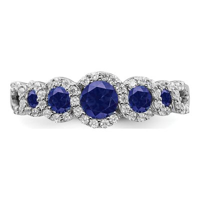 14K White Gold 1/4 ct tw Lab-Created Sapphire & Diamond Halo Ring – view 5