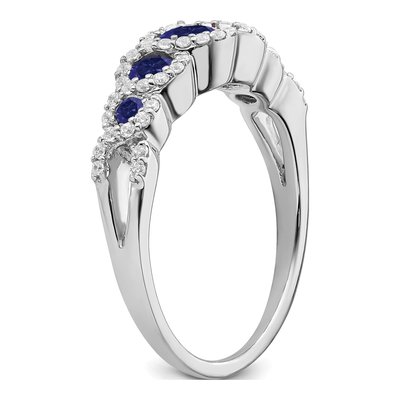14K White Gold 1/4 ct tw Lab-Created Sapphire & Diamond Halo Ring – view 7