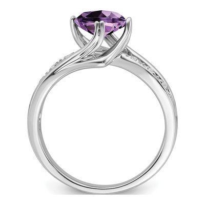 14K White Gold Amethyst & Diamond Cushion Ring – view 3