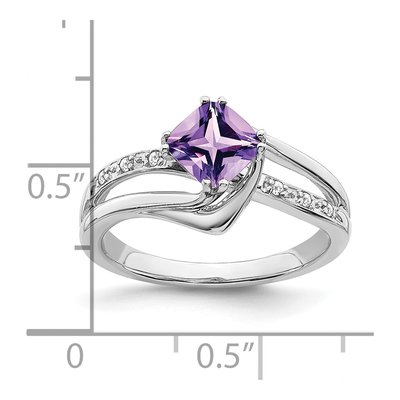14K White Gold Amethyst & Diamond Cushion Ring – view 4