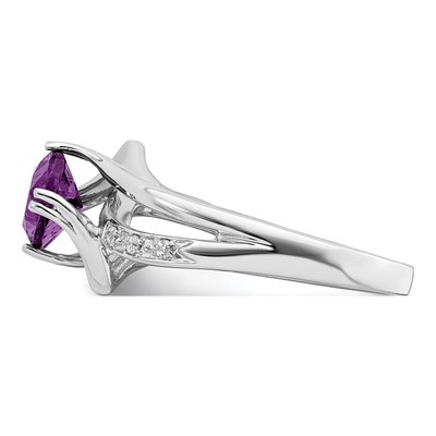 14K White Gold Amethyst & Diamond Cushion Ring – view 5