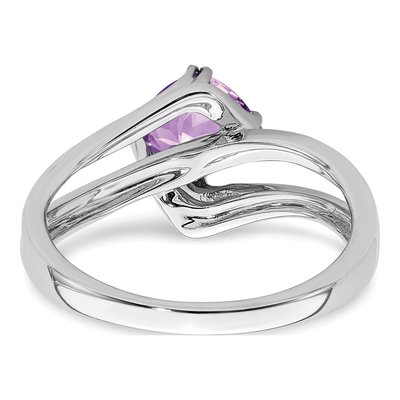 14K White Gold Amethyst & Diamond Cushion Ring – view 7