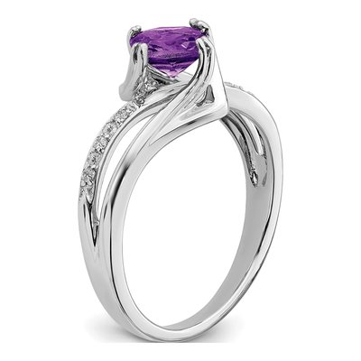 14K White Gold Amethyst & Diamond Cushion Ring – view 8
