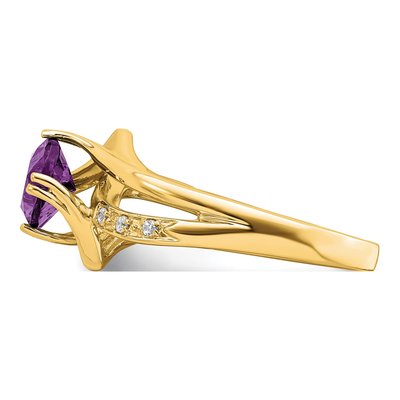 14K Yellow Gold Amethyst & Diamond Cushion Ring – view 4