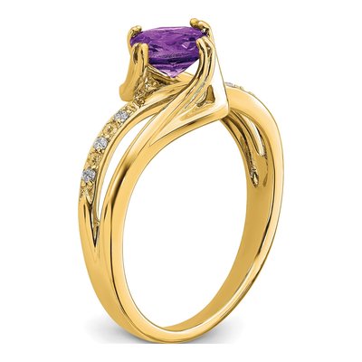 14K Yellow Gold Amethyst & Diamond Cushion Ring – view 7