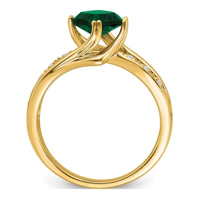 14K Yellow Gold Lab-Created Emerald & Diamond Cushion Ring – view 2