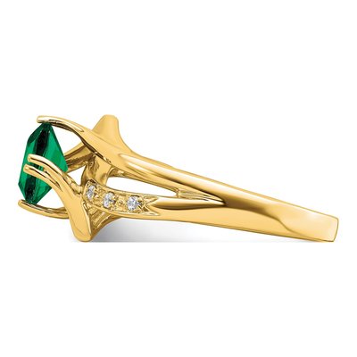 14K Yellow Gold Lab-Created Emerald & Diamond Cushion Ring – view 4