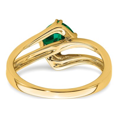 14K Yellow Gold Lab-Created Emerald & Diamond Cushion Ring – view 6