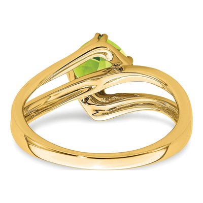 14K Yellow Gold 1/20 ct tw Peridot & Diamond Cushion Ring – view 7