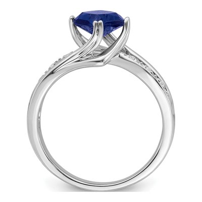 14K White Gold Lab-Created Sapphire & Diamond Ring – view 3