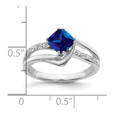 14K White Gold Lab-Created Sapphire & Diamond Ring – view 4
