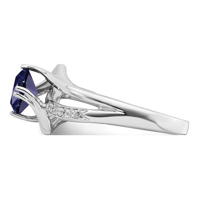 14K White Gold Lab-Created Sapphire & Diamond Ring – view 5