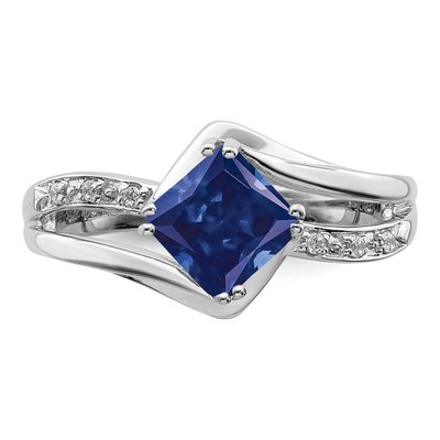 14K White Gold Lab-Created Sapphire & Diamond Ring – view 6
