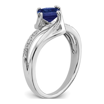 14K White Gold Lab-Created Sapphire & Diamond Ring – view 8
